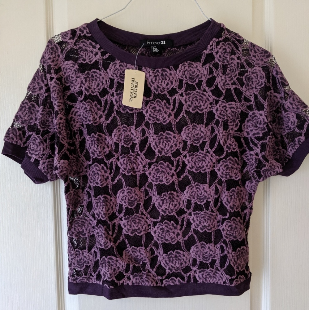 Forever Twenty-one Floral Lace Detail Shirt